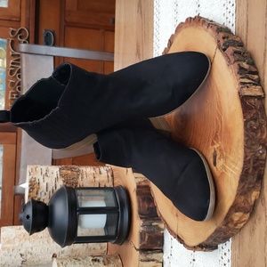 Black, Faux Suede Booties, size 9.5,  1.5" heel.